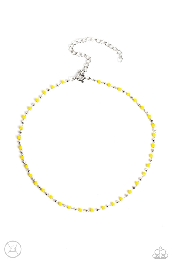 Neon Lights - Yellow Paparazzi Necklace All Eyes On U Jewelry