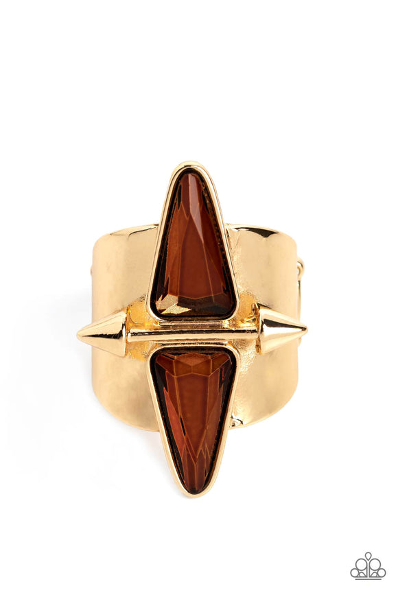 Combustible Compass - Brown Paparazzi Ring All Eyes On U Jewelry