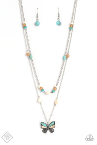 Free-Spirited Flutter - Blue Paparazzi Necklace All Eyes On U Jewelry 