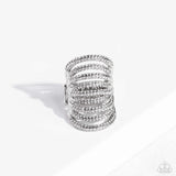Rippling Rarity - White Paparazzi Ring All Eyes On U Jewelry