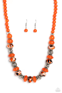 Warped Whimsicality - Orange Paparazzi Necklace All Eyes On U Jewelry