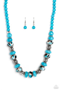 Warped Whimsicality - Blue Paparazzi Necklace All Eyes On U Jewelry