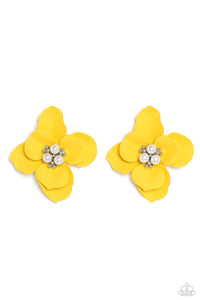 Jovial Jasmine - Yellow Paparazzi Earrings All Eyes On U 