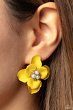 Jovial Jasmine - Yellow Paparazzi Earrings All Eyes On U 