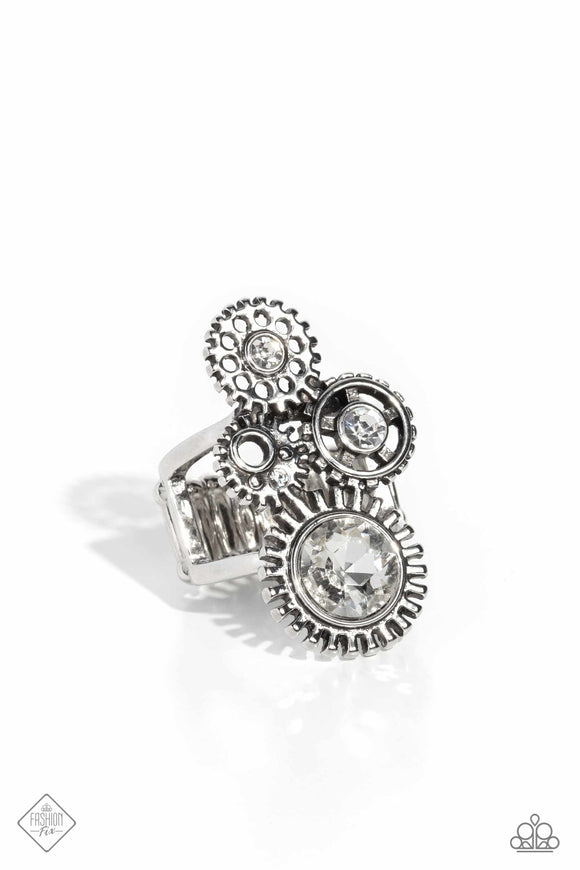 Blowing Off STEAMPUNK - White Paparazzi Ring