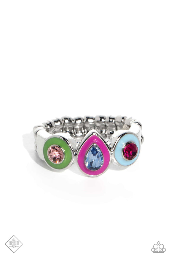 Colorblock Chic - Multicolor Paparazzi Ring All Eyes On U Jewelry