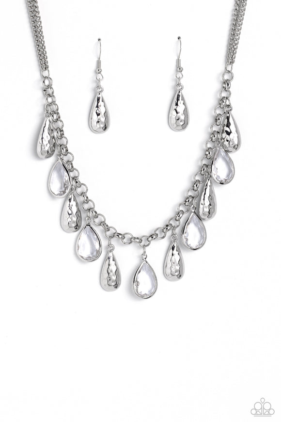 Teardrop Timbre - White Paparazzi Necklace All Eyes On U Jewelry