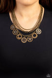 Running Out of STEAMPUNK - Brass Paparazzi Necklace All Eyes On U Jewe