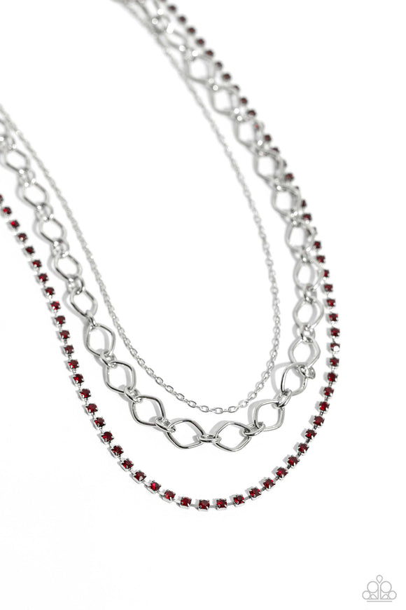 Tasteful Tiers - Red Paparazzi Necklace All Eyes On U Jewelry