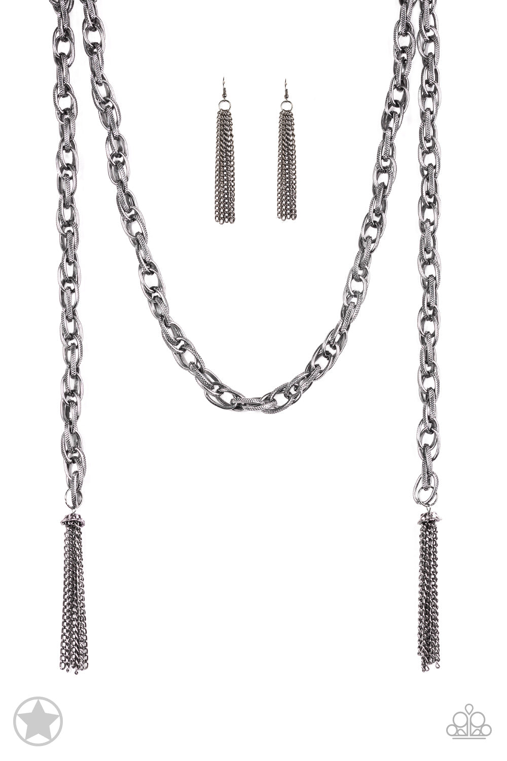 Paparazzi Metallic Maverick - Black Gunmetal - Necklace & Earrings | $5  Jewelry with Ashley Swint