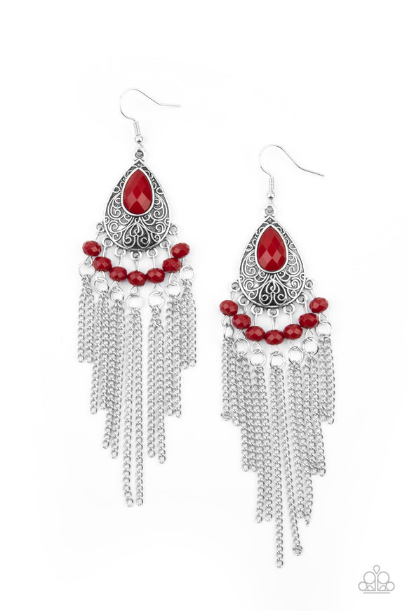 Floating on HEIR Red Paparazzi Earrings All Eyes On U Jewelry 