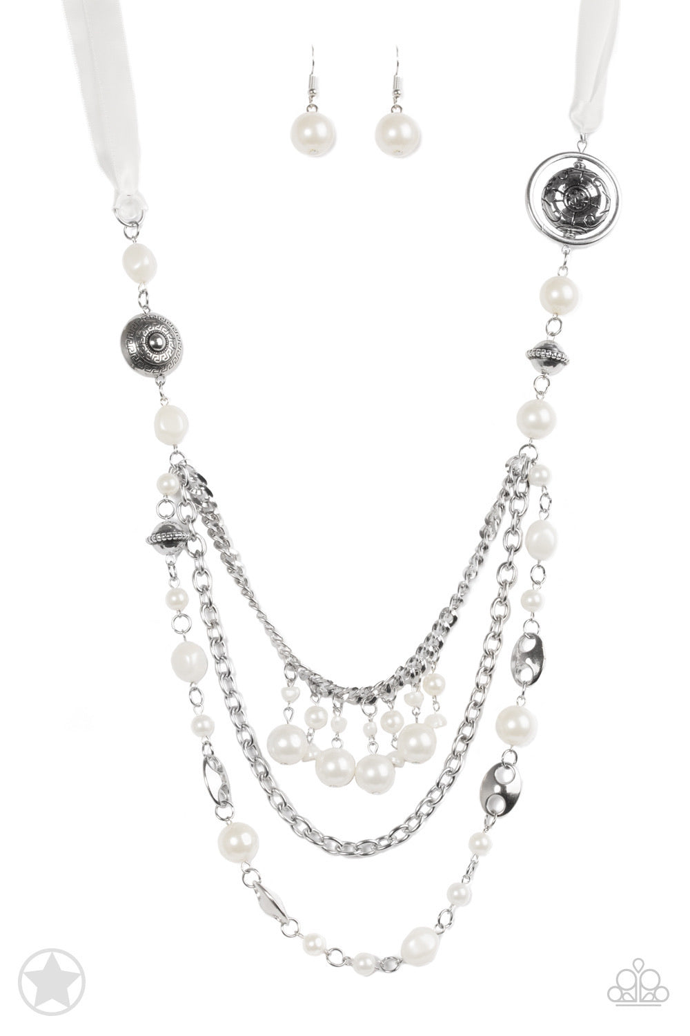 Givenchy Silver Tone Crystal White Pearl Frontal Collar Necklace | Dillard's