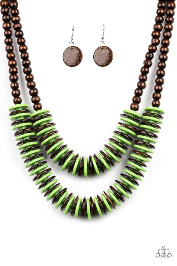 Dominican Disc Green Paparazzi Necklace