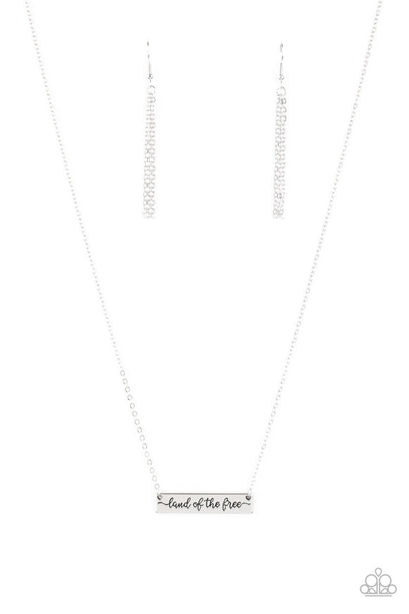 Land Of The Free Silver Paparazzi Necklace