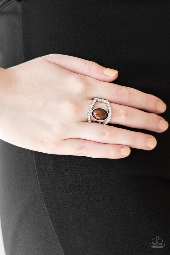 Brown Ring Paparazzi-Radiating Riches All Eyes On U Jewelry Store 