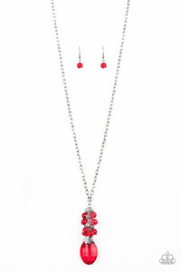Crystal Cascade Red Necklace- Paparazzi Accessories