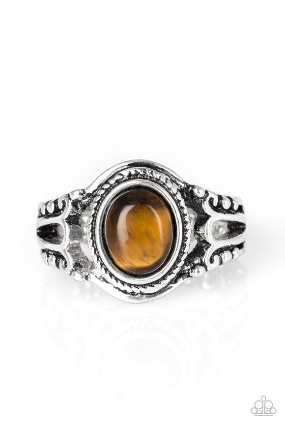Peacefully Peaceful Brown Paparazzi Ring