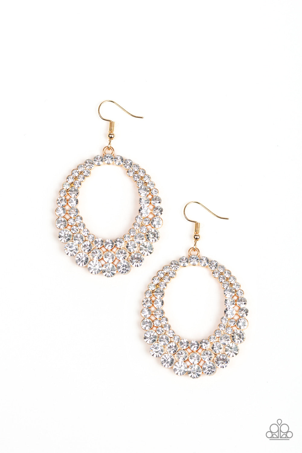 gold rhinestone earrings paparazzi