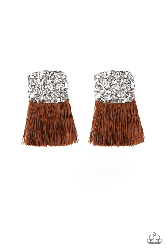 Plume Blossom Brown Paparazzi Earrings