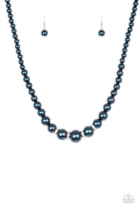 Party Pearls Blue  Necklace - Paparazzi Acccessories