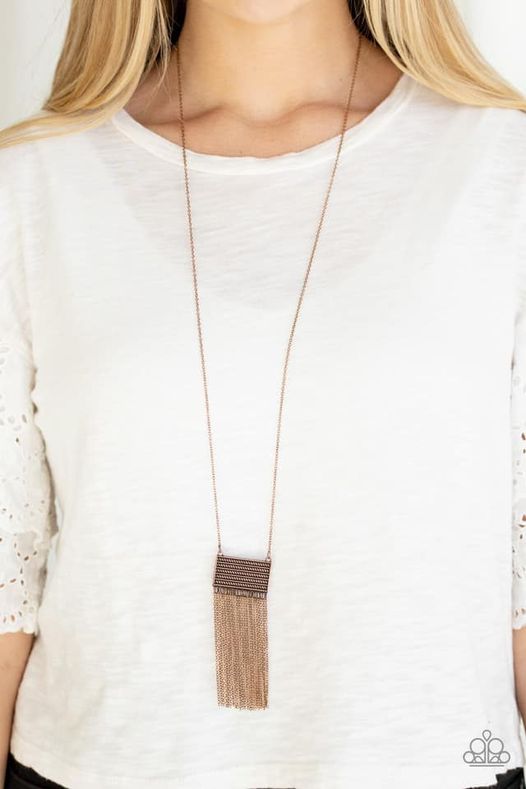 Totally Tassel Copper Paparazzi Necklace All Eyes On U Jewelry